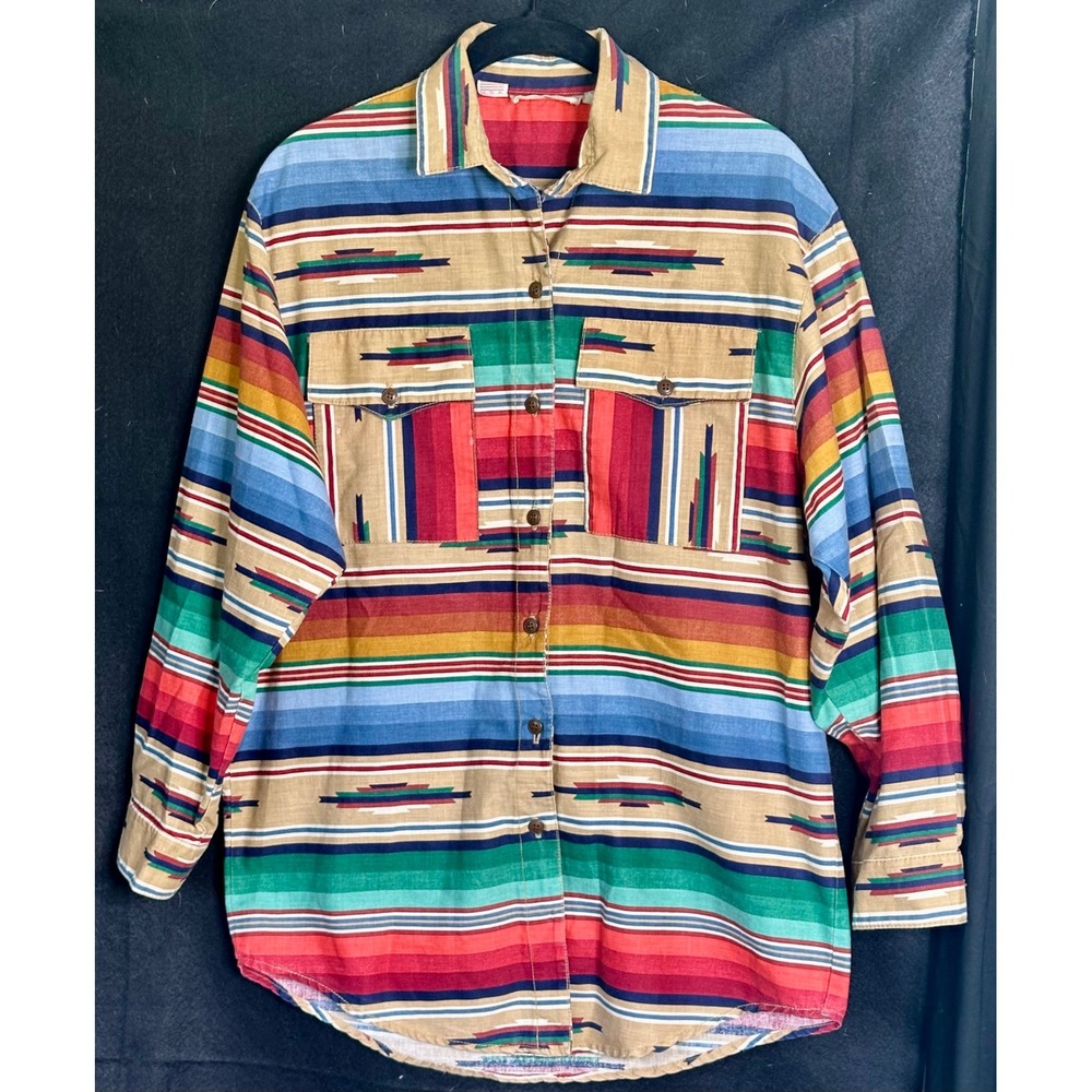 Gotcha Covered Men Vintage Southwestern Stripe Button Down Shirt Medium USA 8302